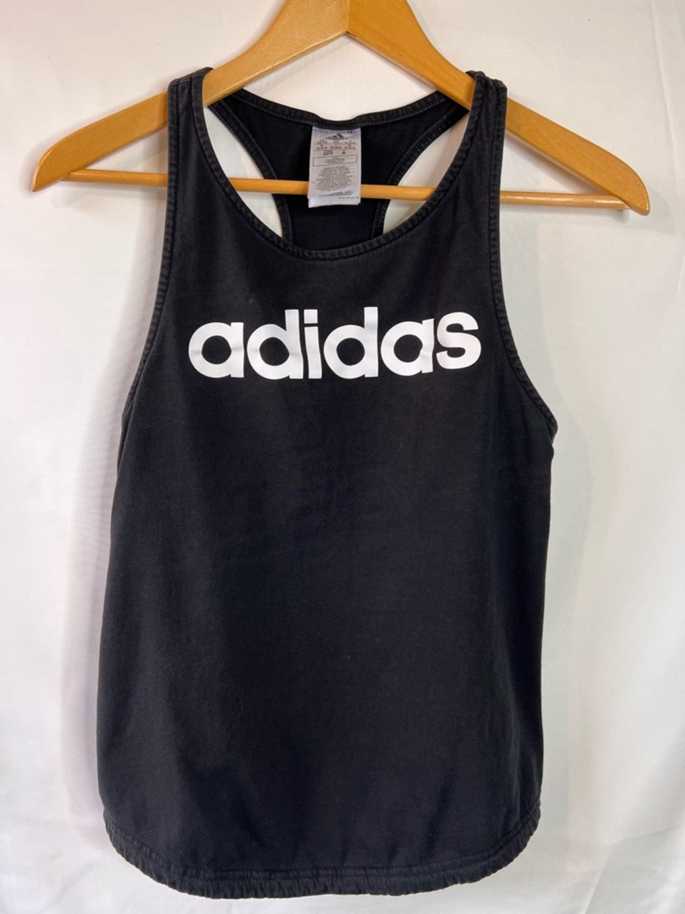 adidas Black Tank Top with White Logo Tag